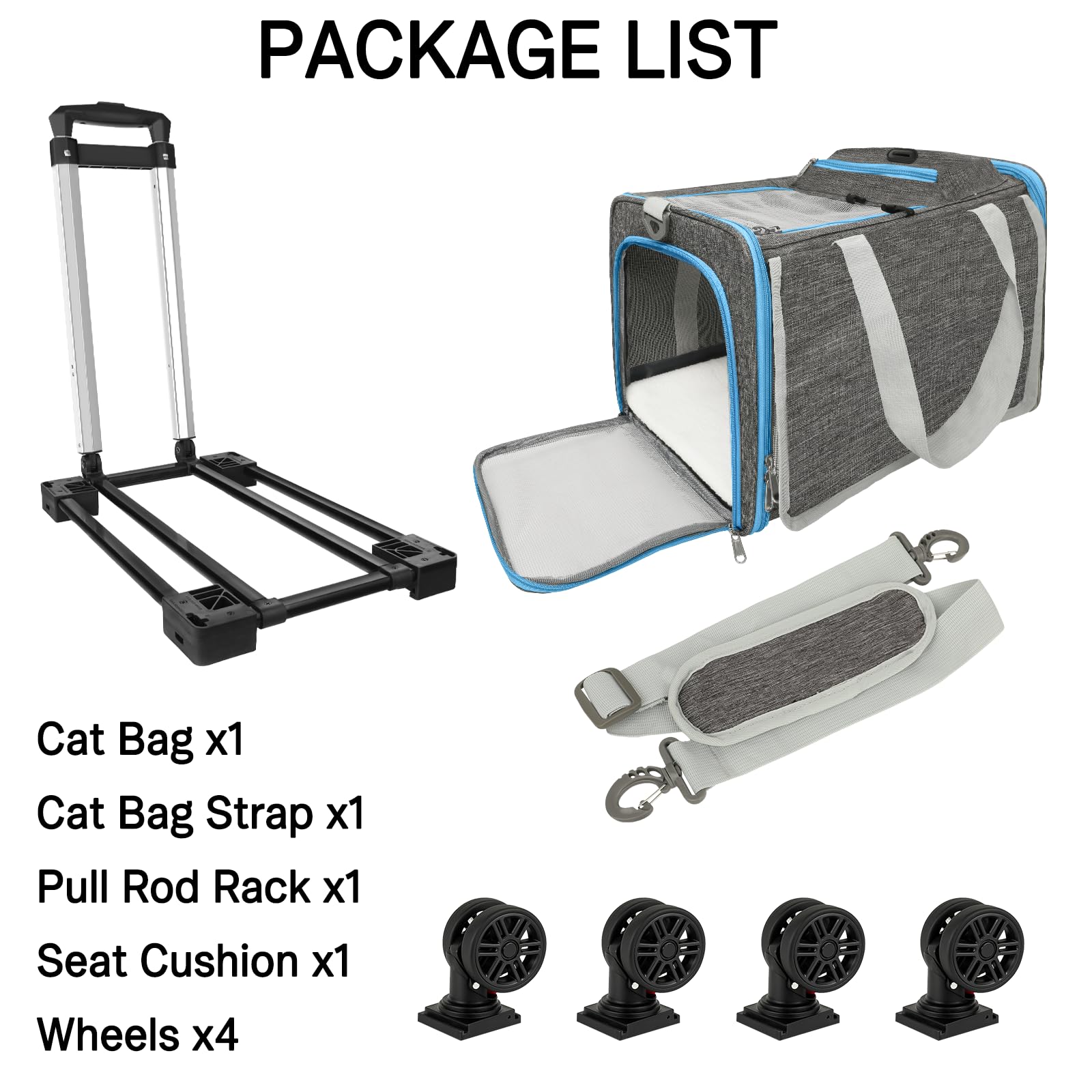 Xeoca porta-mascotas con bolsillo trasero para accesorios de viaje