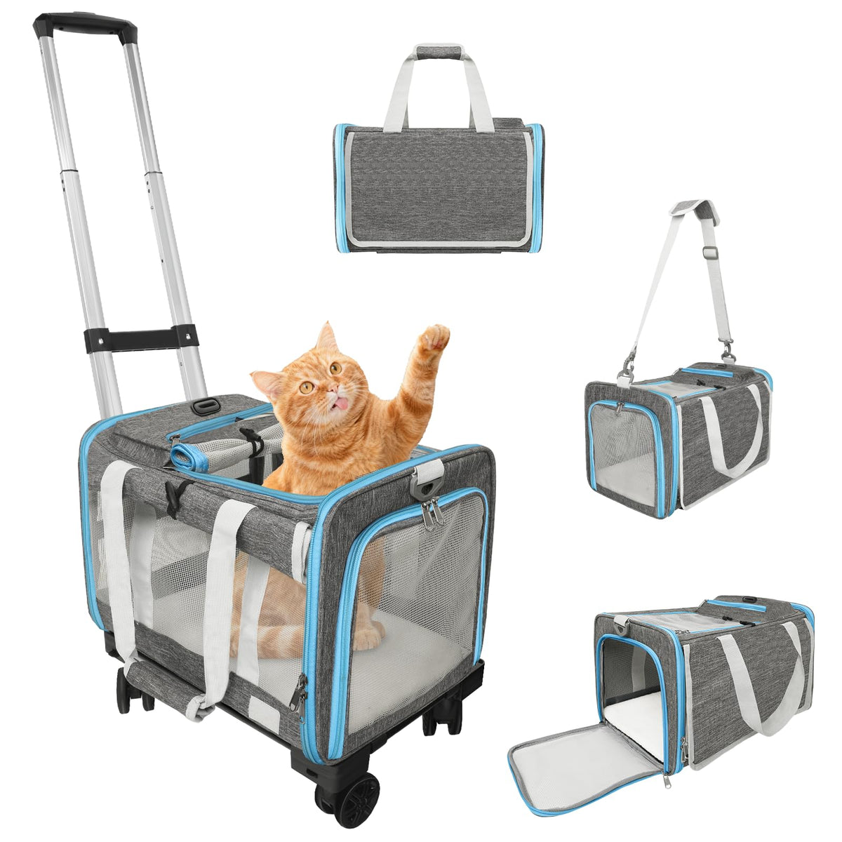 Xeoca porta-mascotas con ruedas, ideal para viajar en avión y cargar con facilidad
