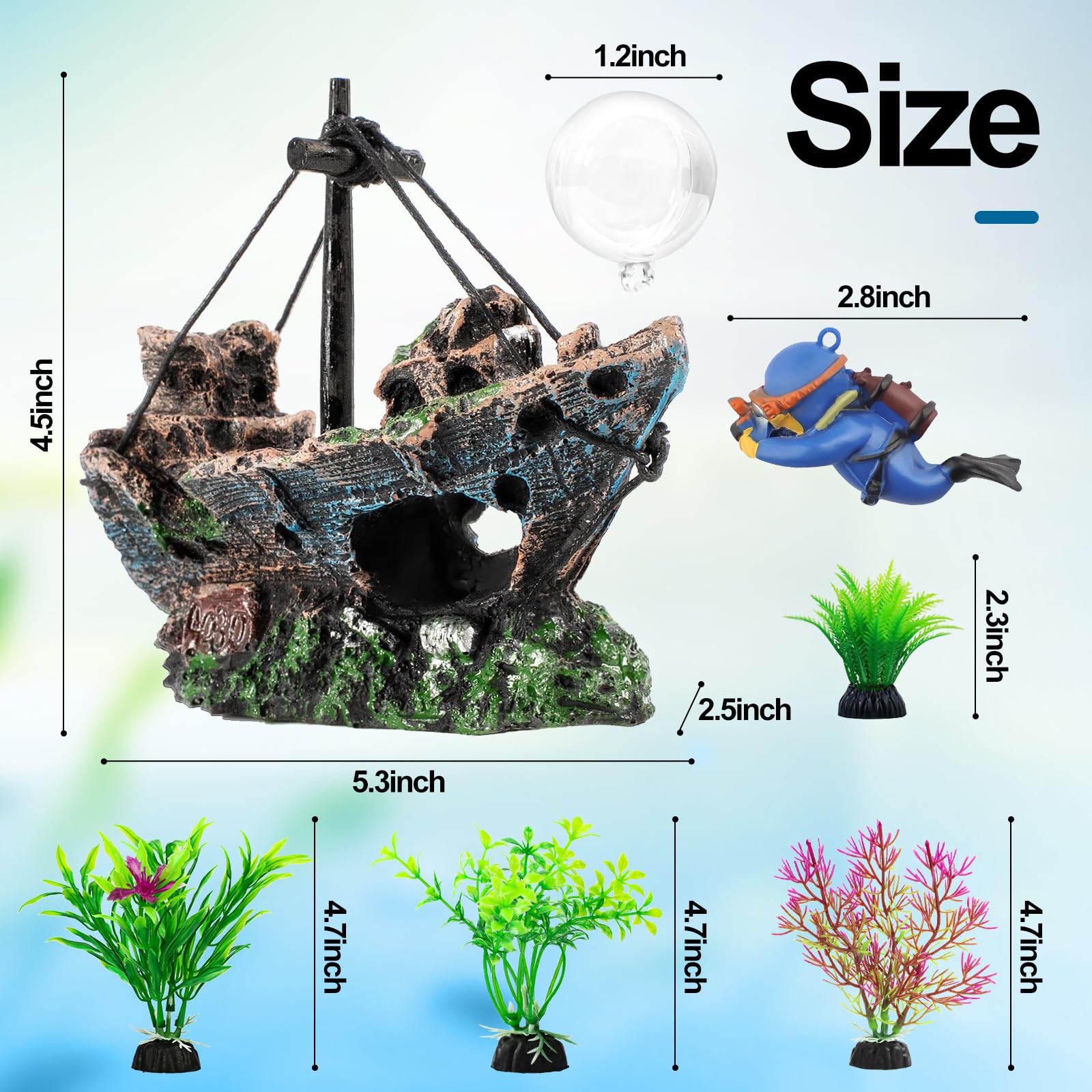 Grama de agua plástica Xereooe de 2-3 pulgadas, detalle realista y seguro