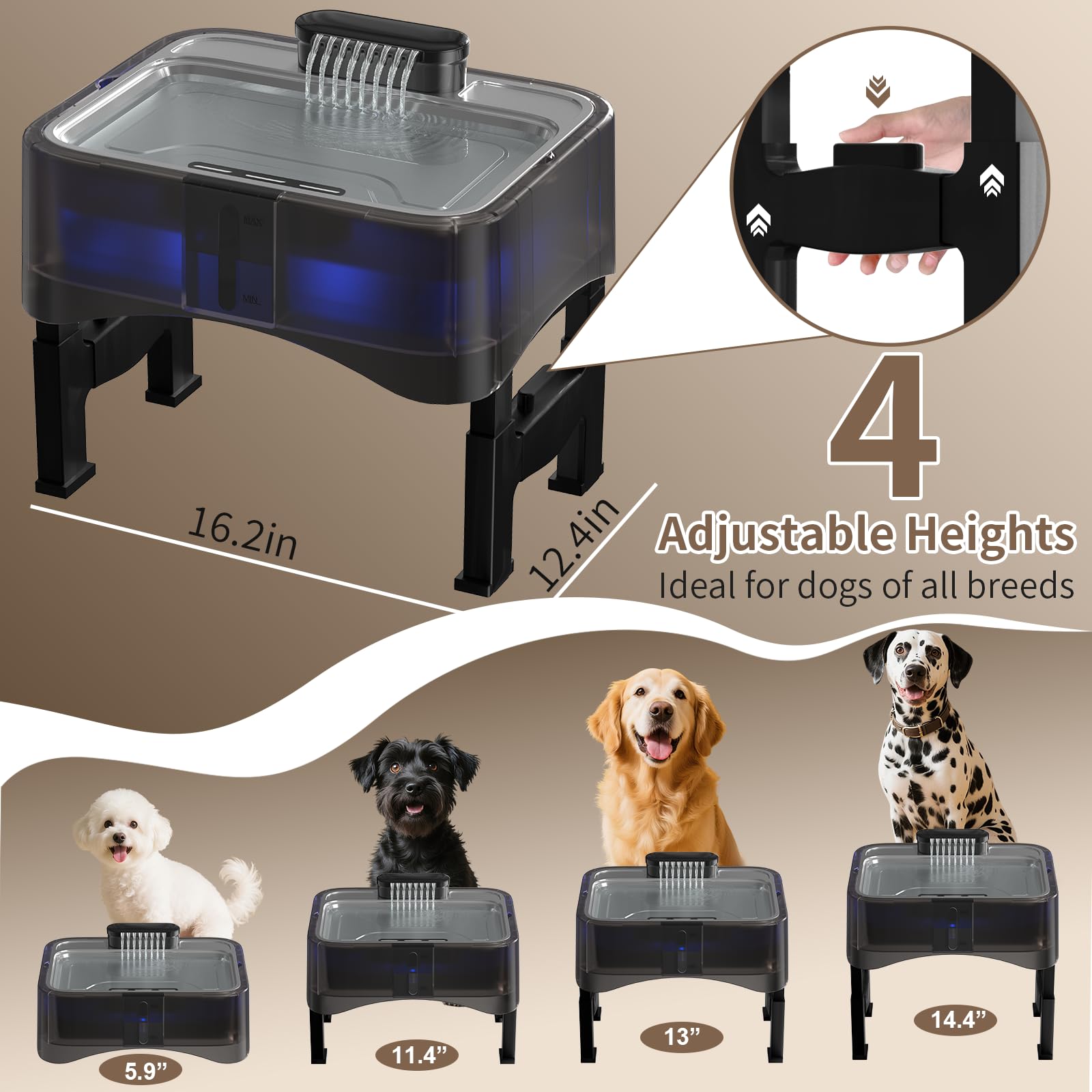 Xetino bebedero de gran capacidad 8.5 litros para varias mascotas