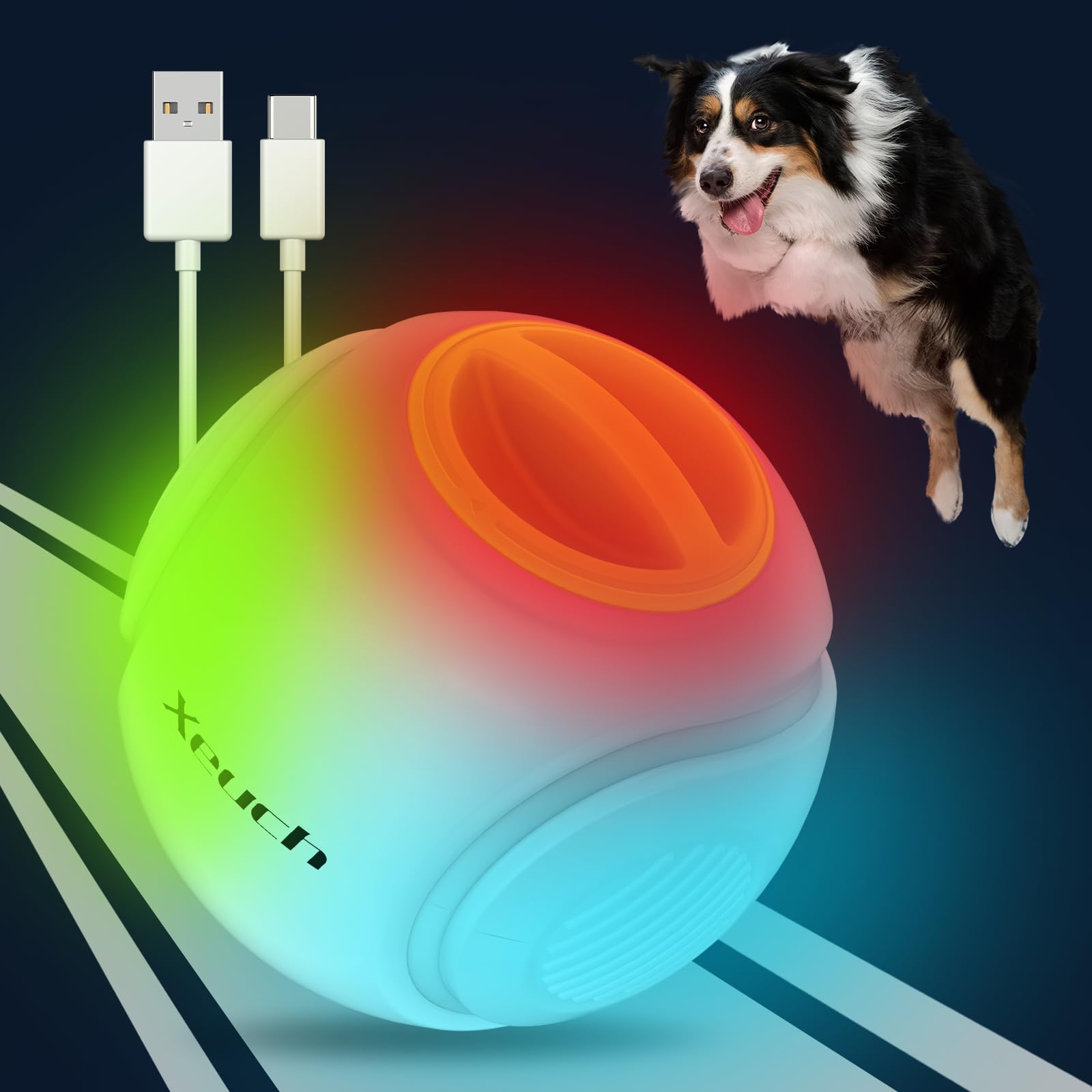 Xeuch bola perro luminosa encendida para juego nocturno y fácil localización