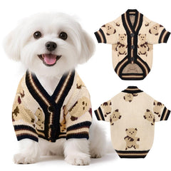 XGDMEIL suéter oso para perro pequeño beige, ideal para paseos invernales