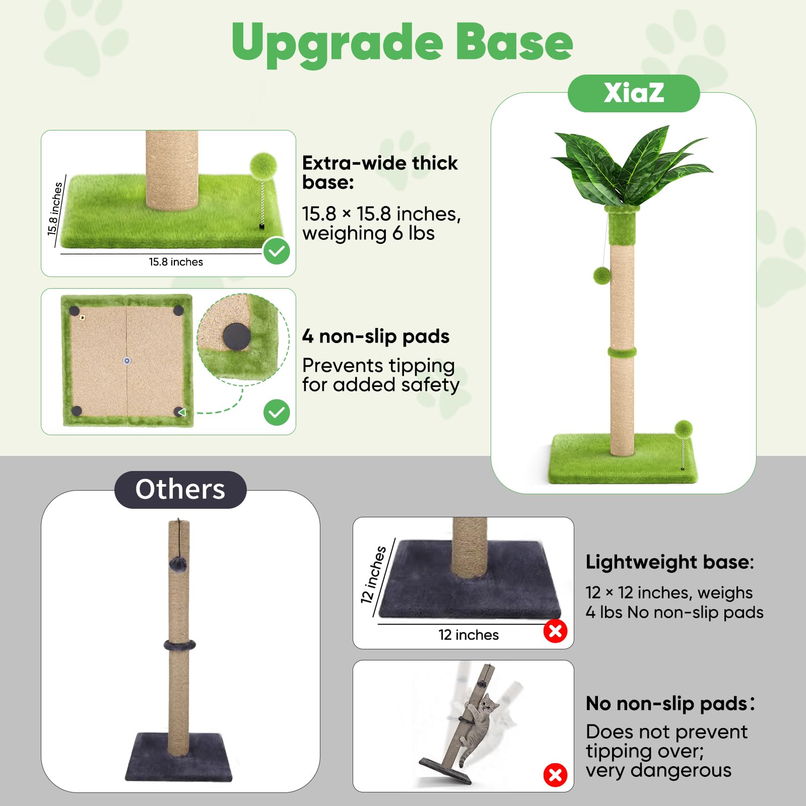 Base amplia de XiaZ con diseño estable para gatos.