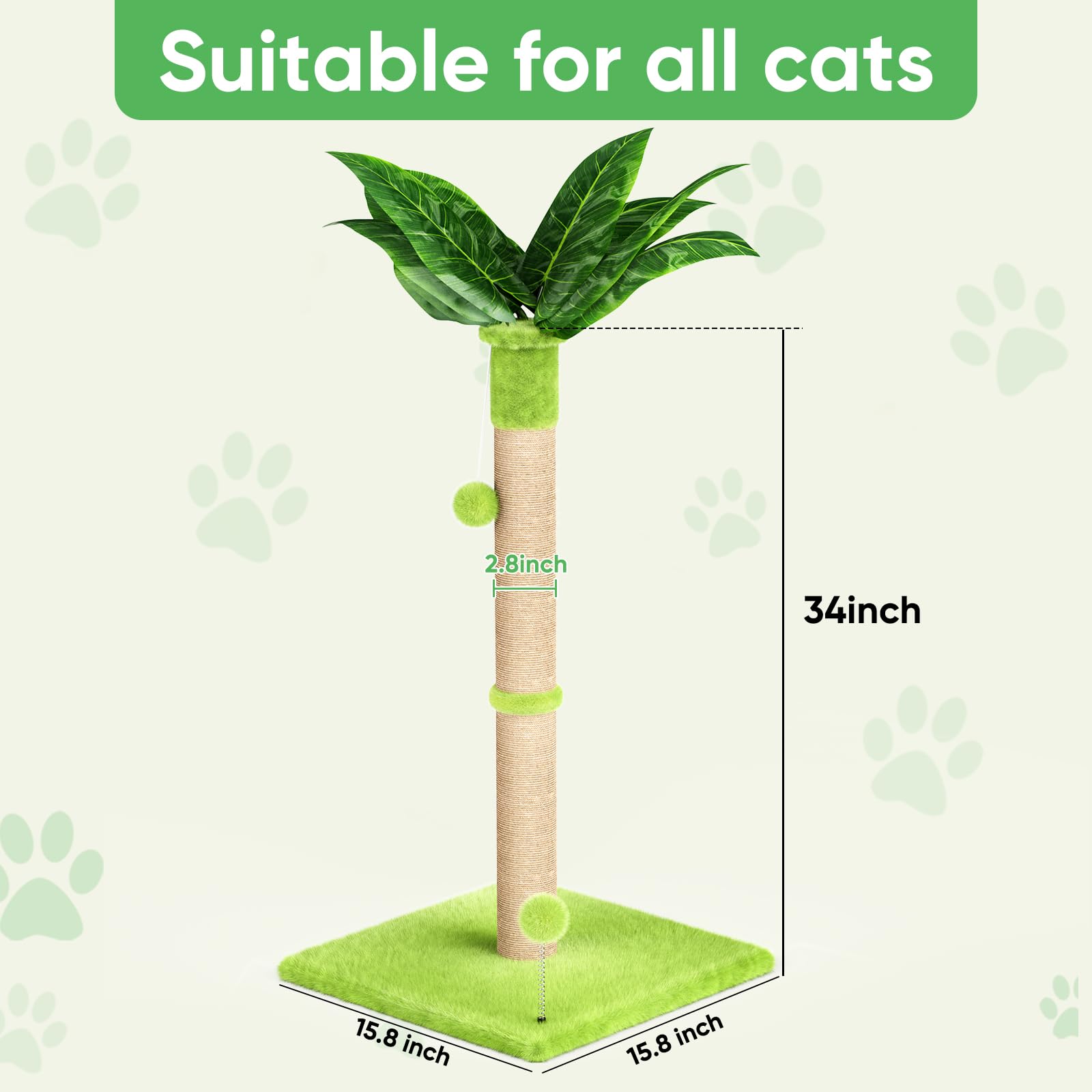Bola colgante en la parte superior para atraer al gato.