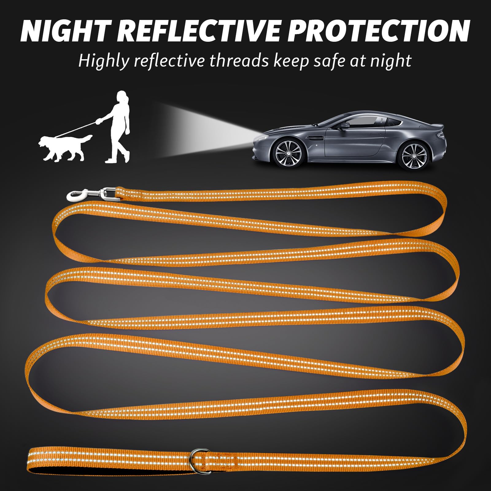 XiaZ correa 100 pies con rayas reflectivas para caminatas nocturnas