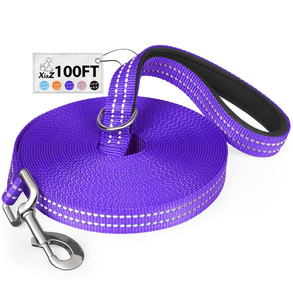 Correa XiaZ larga 100ft morada para paseos cómodos y controlados.