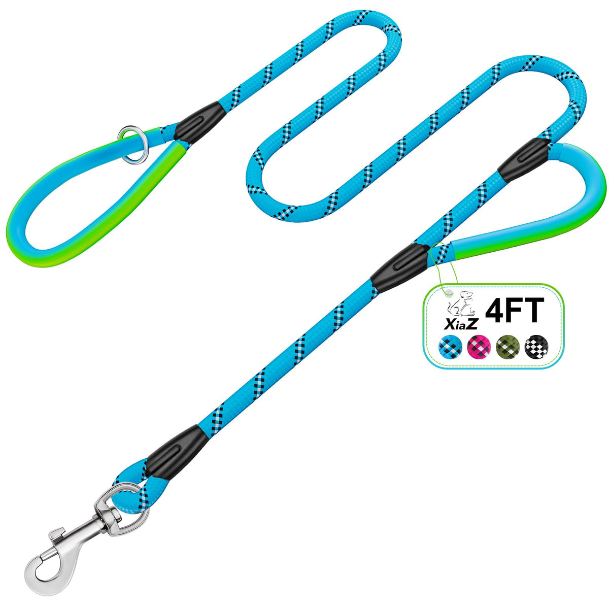 XiaZ correa con dos asas azules para perros grandes, control seguro en paseos.