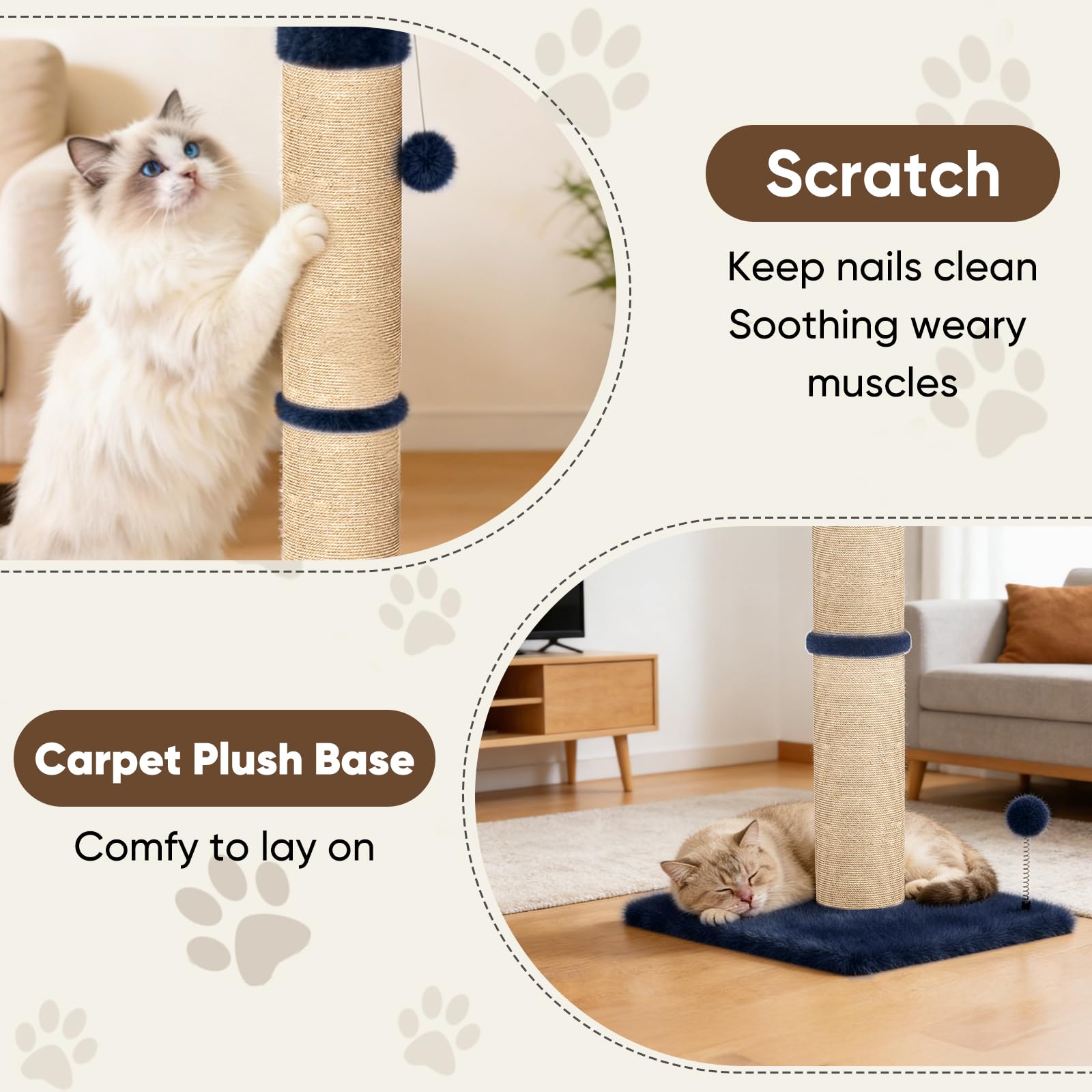 XiaZ poste sisal de 4,5 pulgadas adecuado para gatos de todos los tamaños