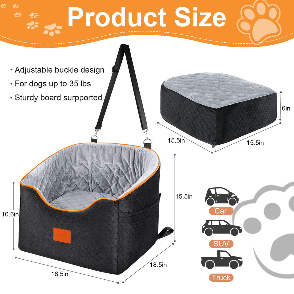 XIEEAOZEE asiento elevado para perros, vista por la ventana para viajes más tranquilos.