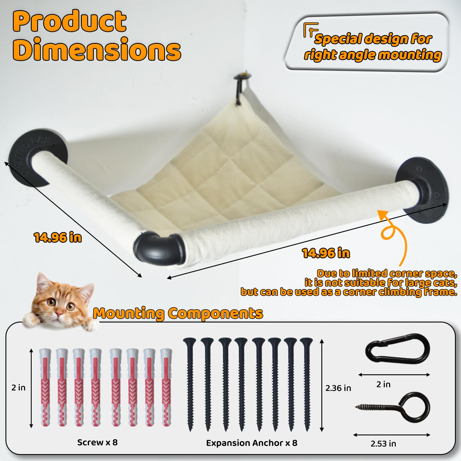 XIFOWE estantes para gato en pared con soporte metálico resistente.