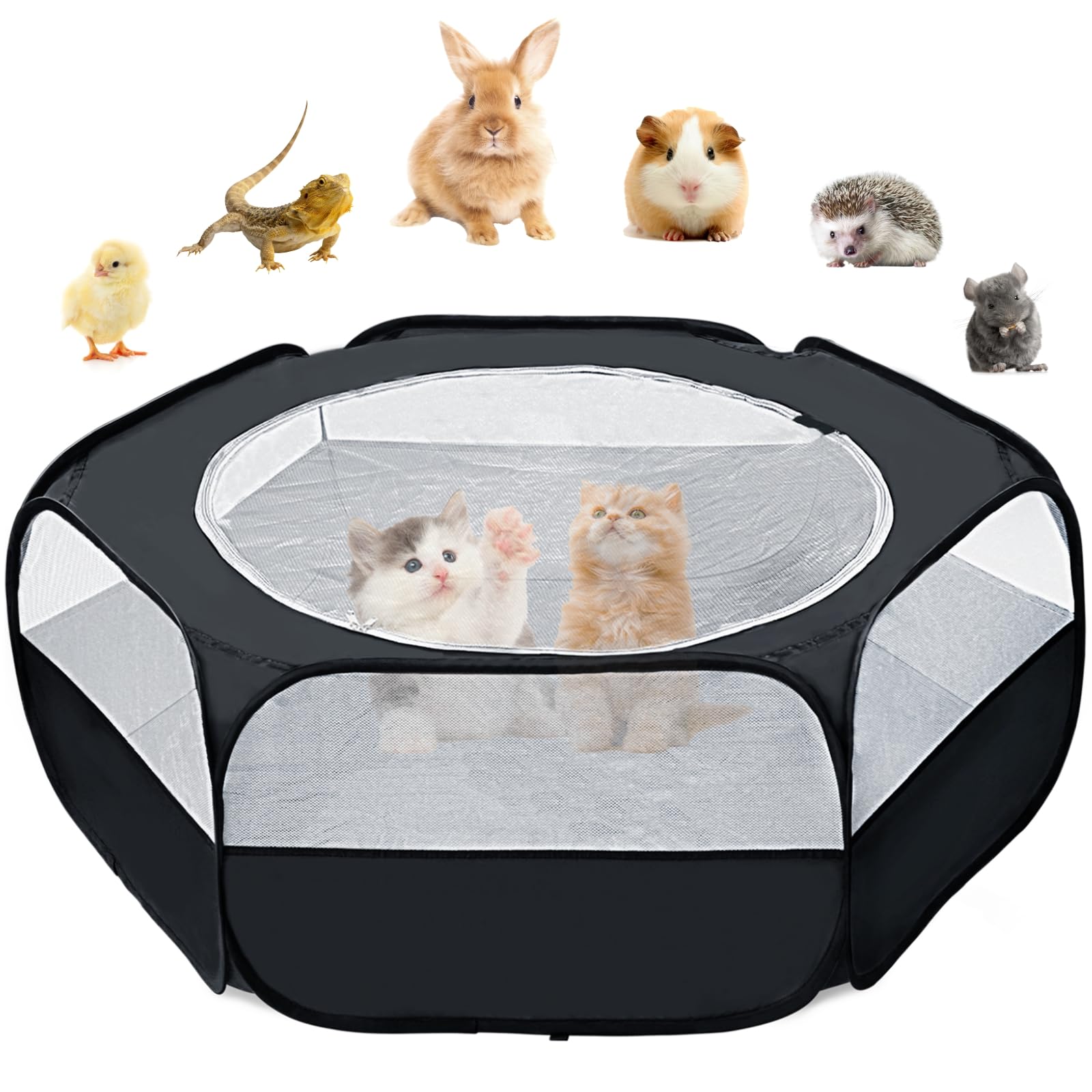 XIRGS corral pequeño con cobertura de malla para mascotas pequeñas, ideal para juego supervisado.