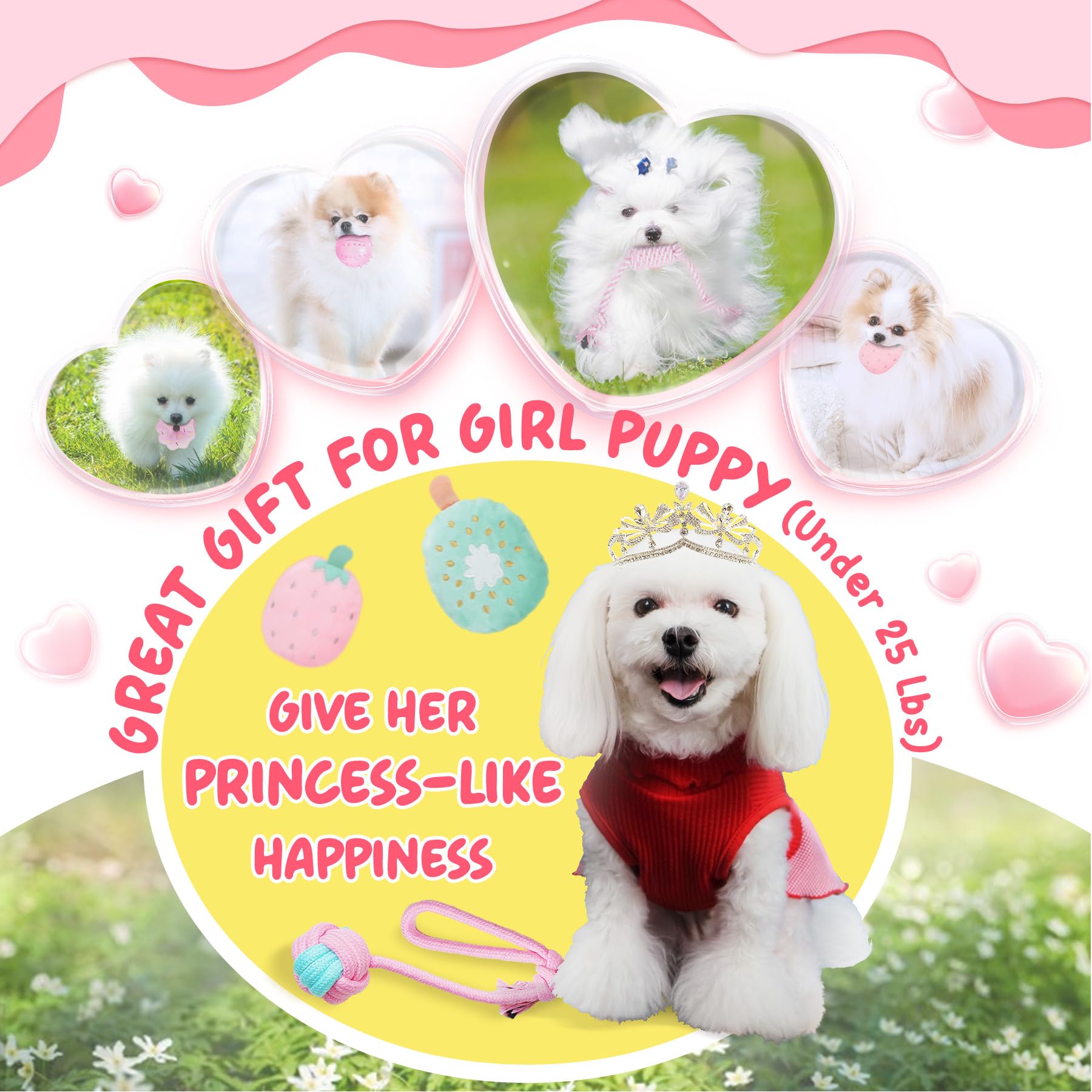 XIUGOAL juguete de peluche con chirriador rosa, estimula el juego interactivo.