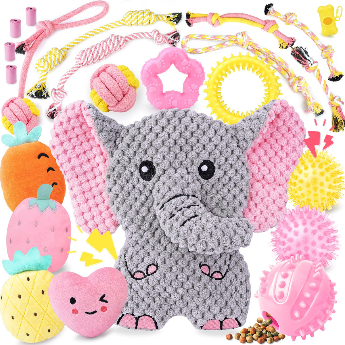 XIUGOAL set de juguetes rosados para perrito, estimulan el juego diario y la socialización.