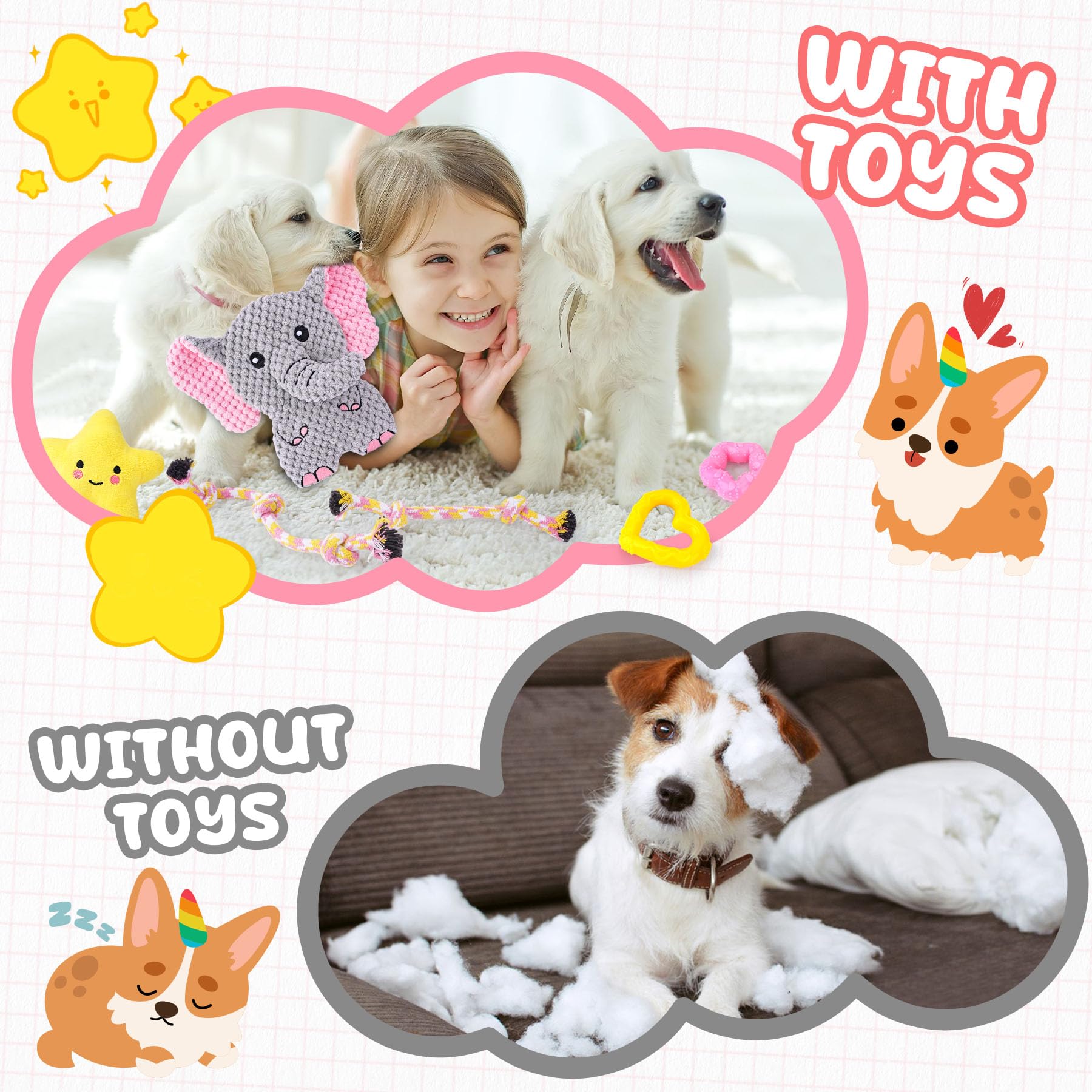 Juguetes todo-en-uno xiugoal para perro, variedad y durabilidad.