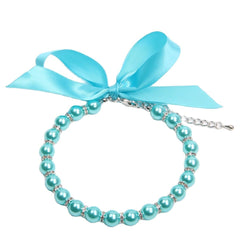 Collar XKSRWE de perlas para perros y gatos en azul, talla XL