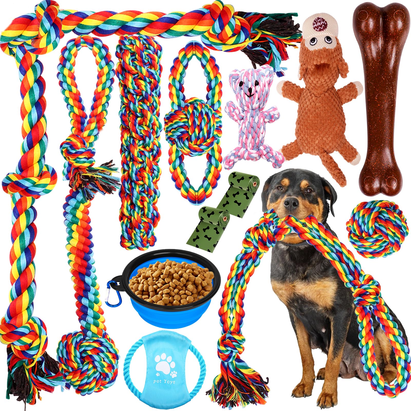 XLMYS juguetes-cuerda-perro-resistentes: ideales para masticar intenso y juego prolongado.