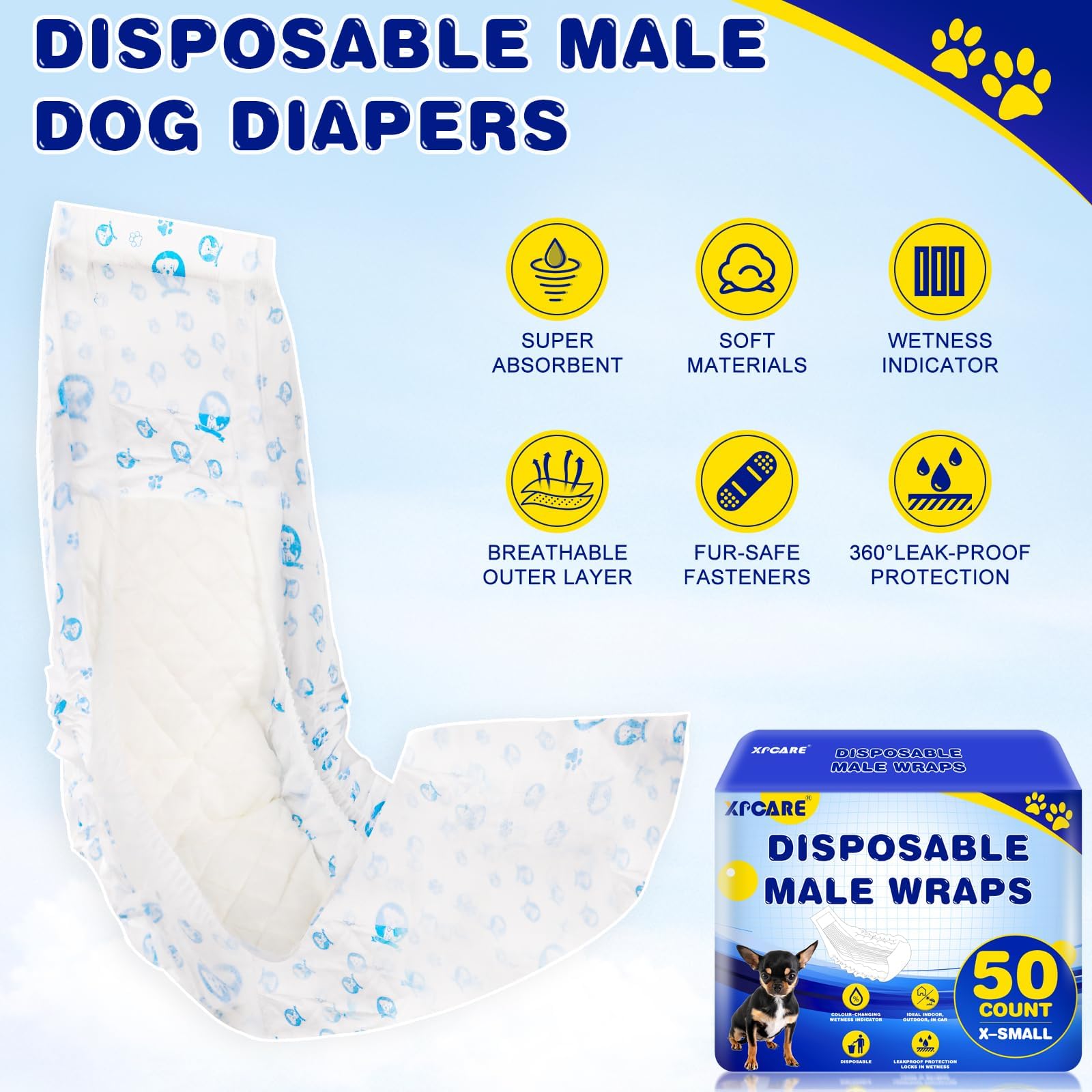 XPCARE uso práctico y portátil para viajes con pañales caninos