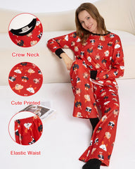 XPUDAC conjunto navidad para dueño y perro, estampado festivo para mujer