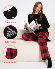 XPUDAC pantalones cuadros rojo-negro, pijama ligero para estar cómodo en casa