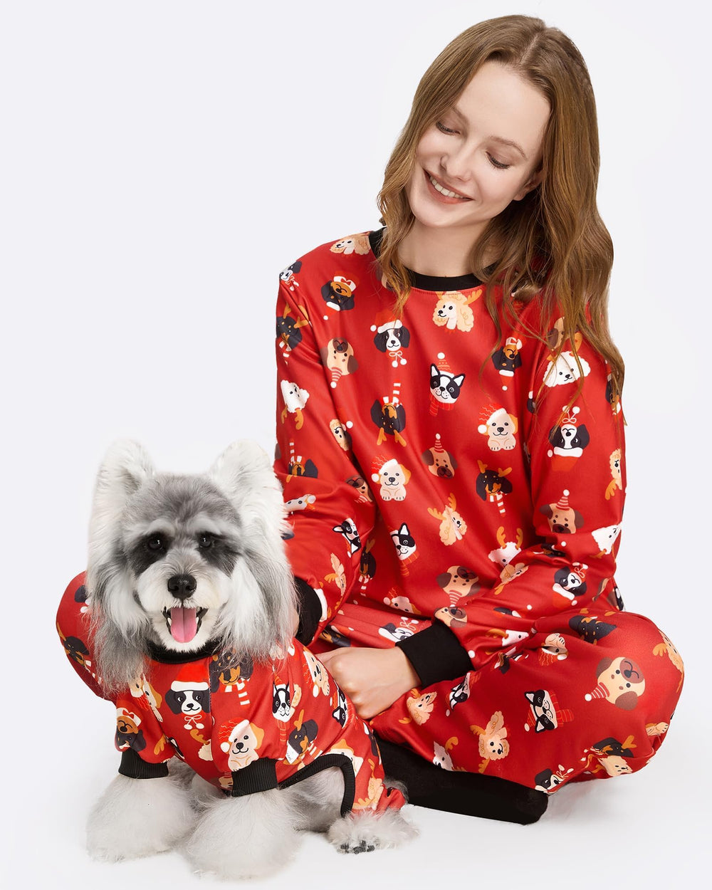 XPUDAC pijama estampado de perro para mujer, navidad, manga larga
