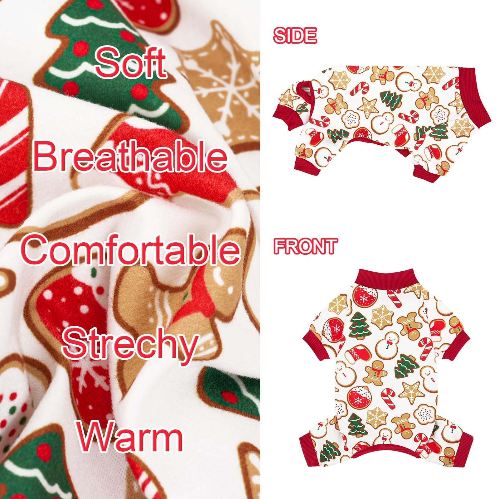 XPUDAC pijama navideño con estampado Santa, calor suave para noches frías.