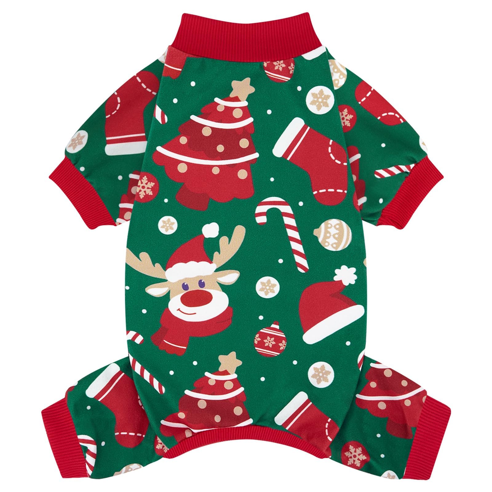 XPUDAC pijama navideño para perro, frente, cómodo para dormir.
