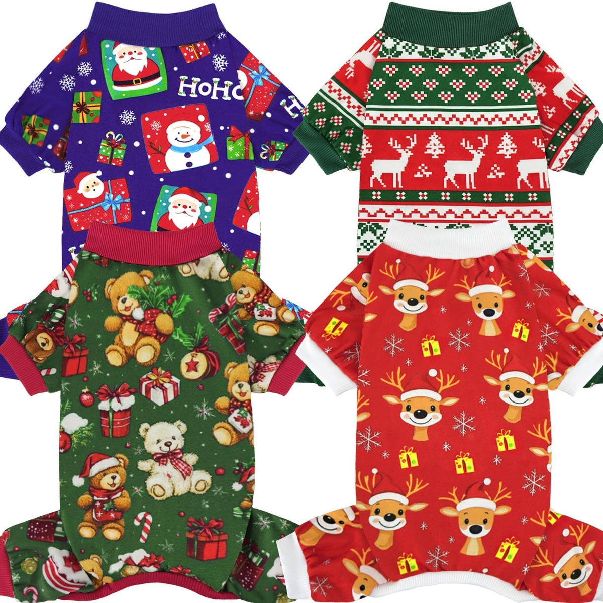 XPUDAC pijama navideño para perros con renos, cómodo para fiestas y fotos.