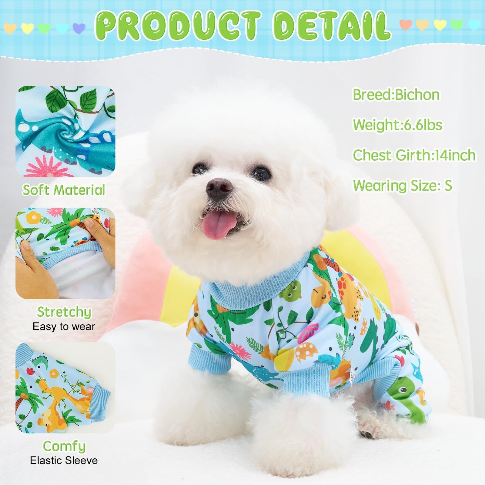 XPUDAC pijama para perros con patrón mono, suave y transpirable
