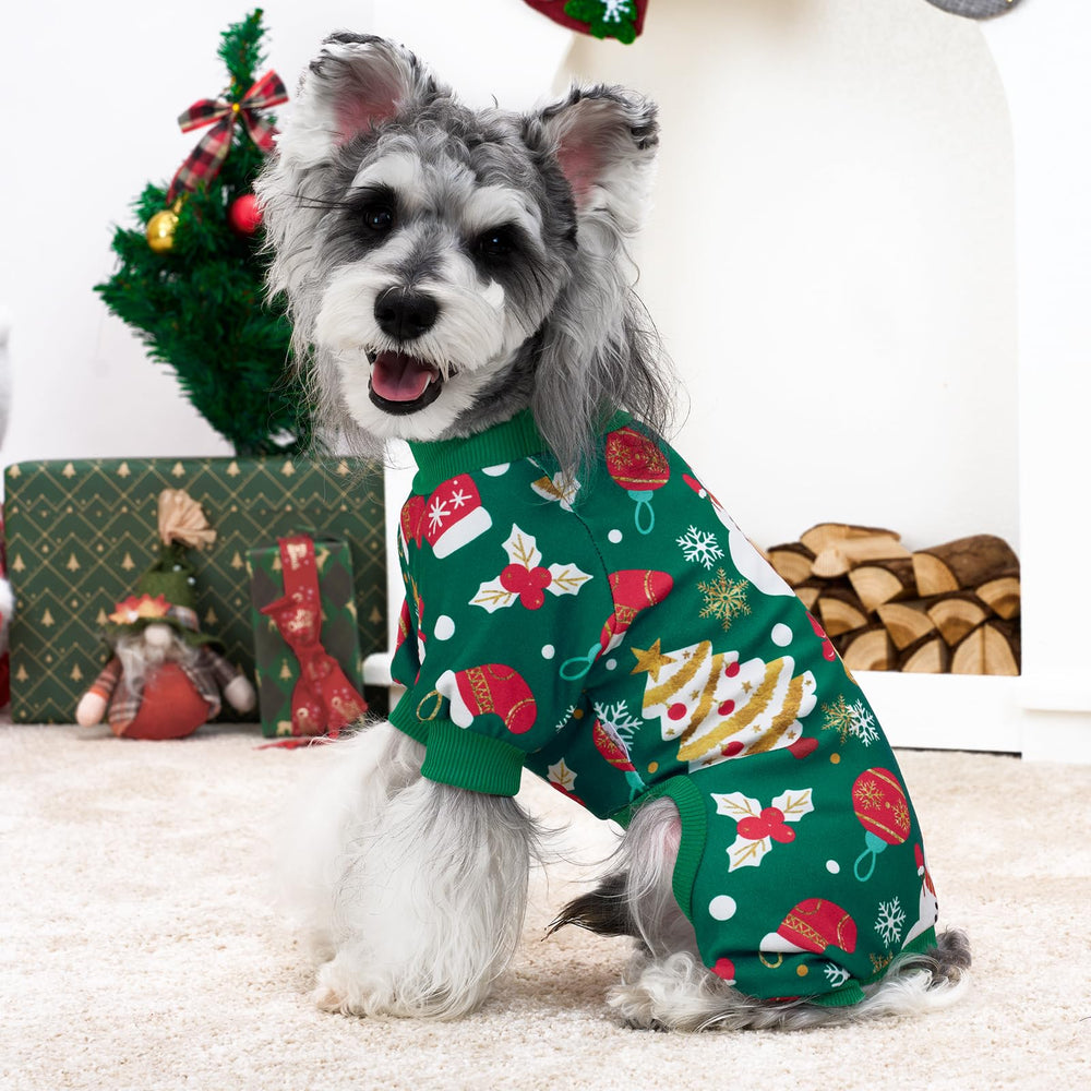 XPUDAC pijamas navideñas para perro con motivo de árbol navideño; cálido y suave