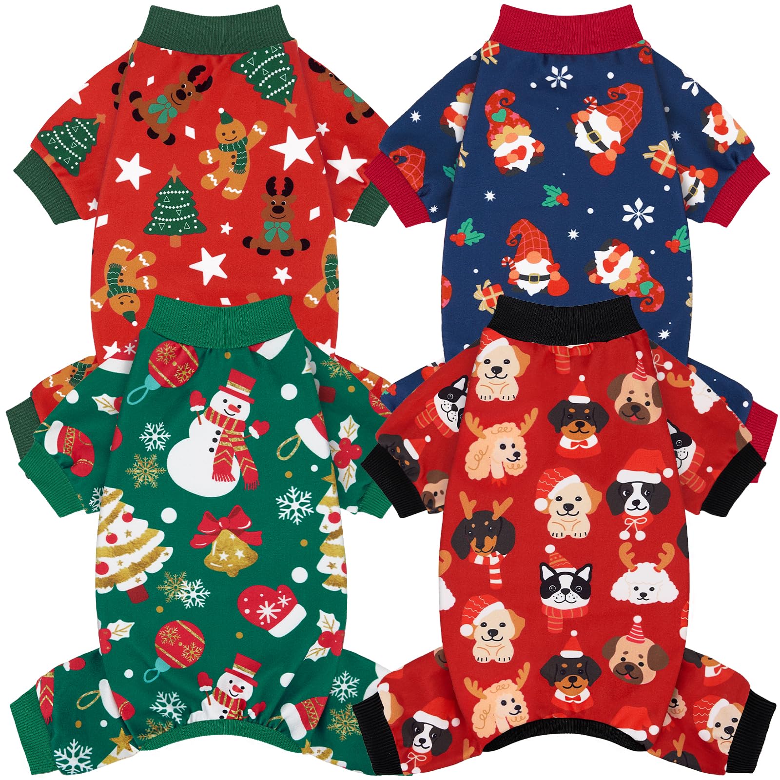 XPUDAC pijamas navideñas para perro con figuras de jengibre; ajuste cómodo para fiestas