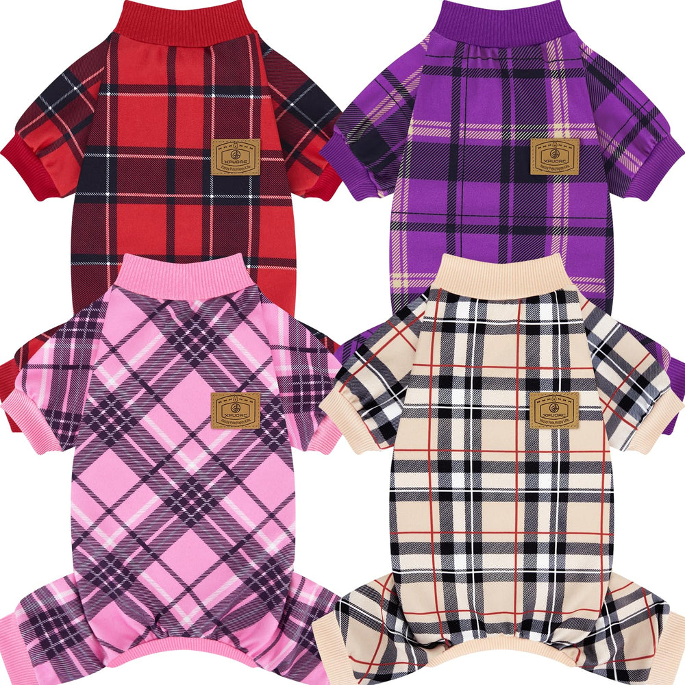 XPUDAC pijamas para perros con cuadros, diseño clásico para descanso cómodo