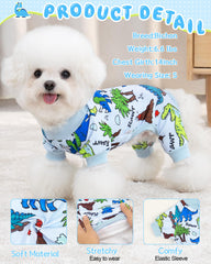 XPUDAC pijama perro dinosaurio, dorso visible, ideal para dormir plácidamente.