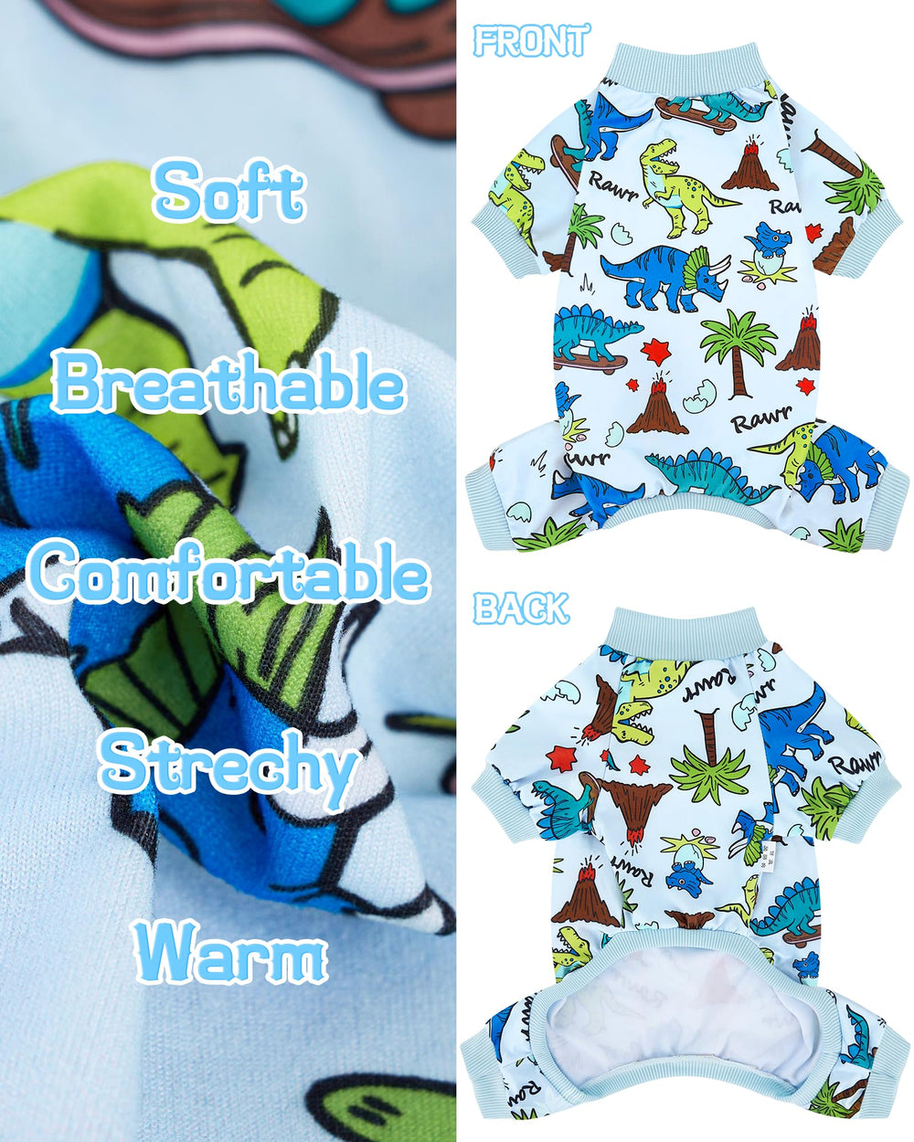 XPUDAC pijama perro dinosaurio, empaque visible, compra segura para mascotas.