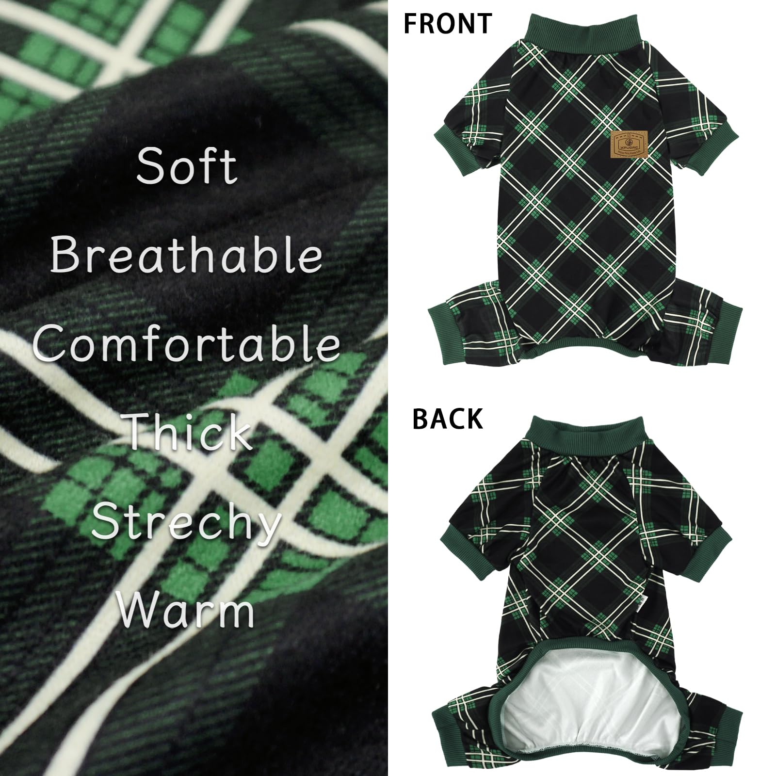XPUDAC pijamas para perro, diseño paso fácil para vestir fácilmente.