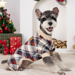 XPUDAC pijamas para perro con estampado de cuadros navideños