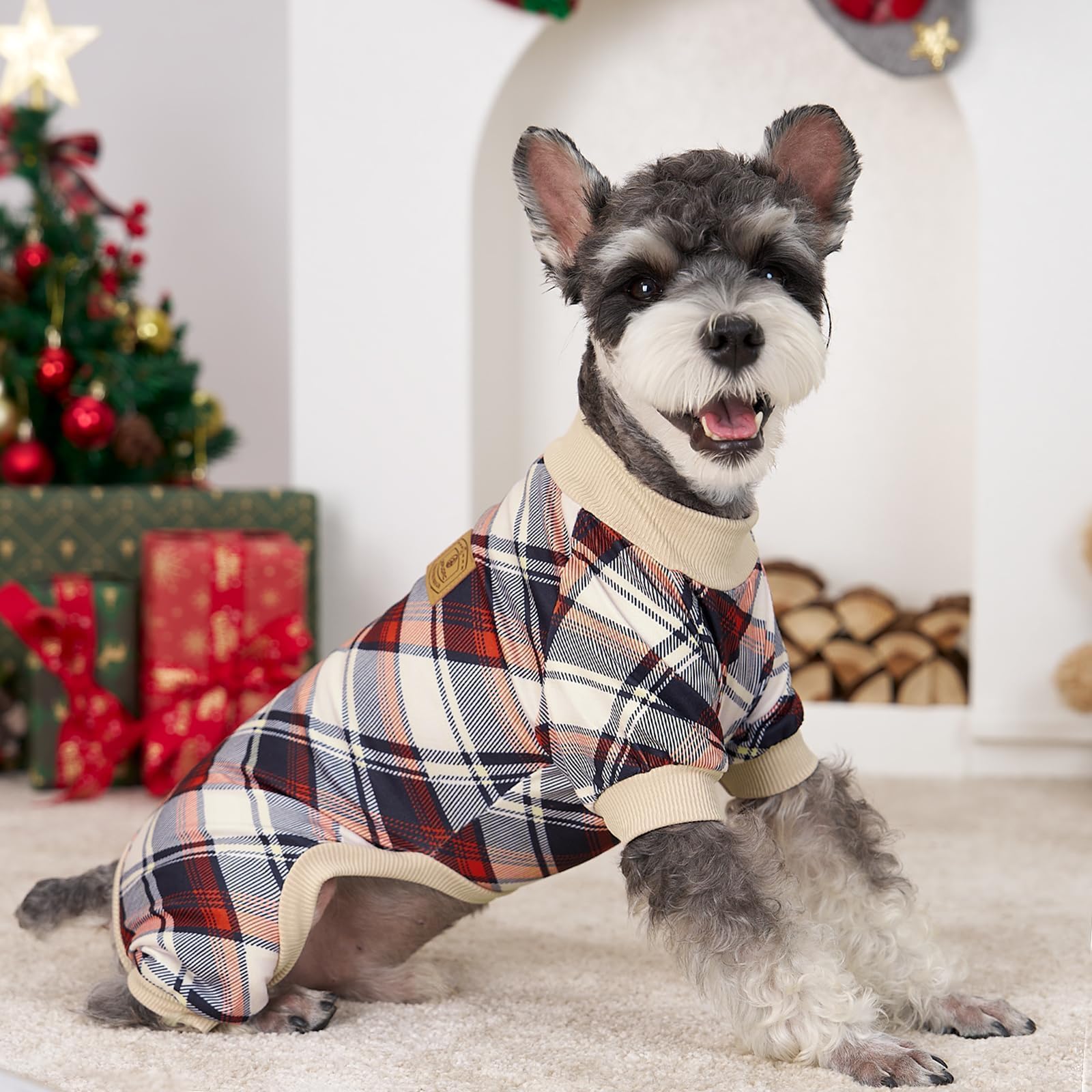 XPUDAC pijama perrito plaid verde, perfecto para sesiones de fotos.