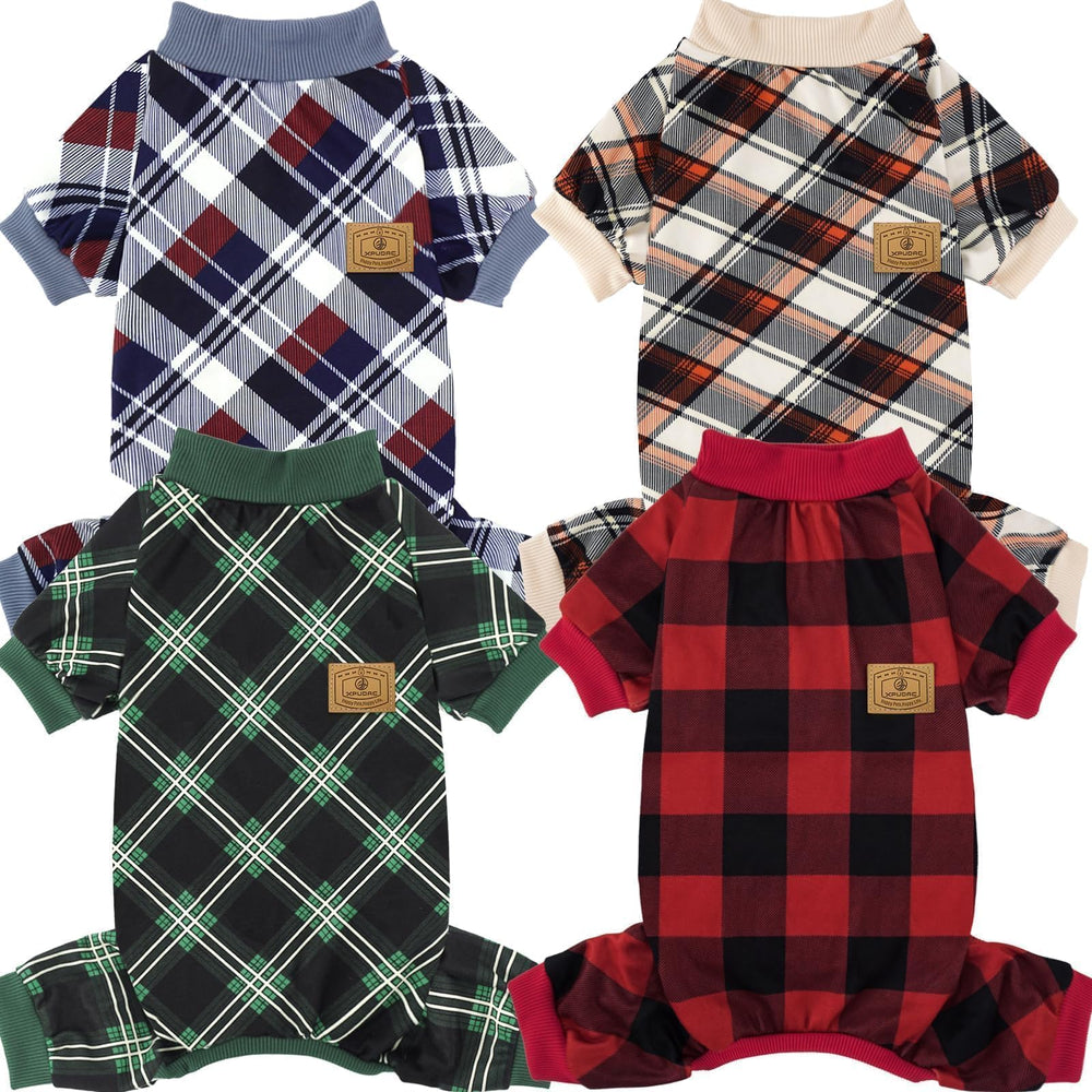 Pijamas XPUDAC para perros pequeños, pack navideño plaid para abrigo nocturno
