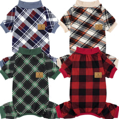 Pijamas XPUDAC para perros pequeños, pack navideño plaid para abrigo nocturno