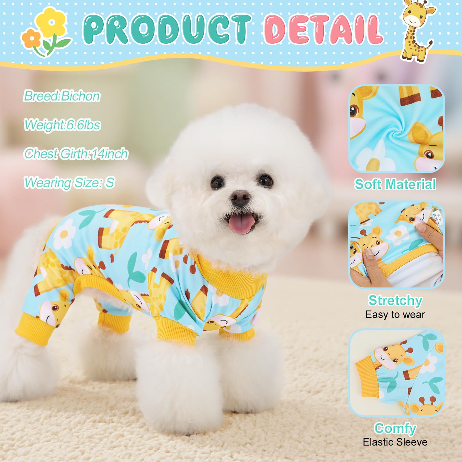 XPUDAC pijamas para perros, material suave y transpirable para todas las estaciones.