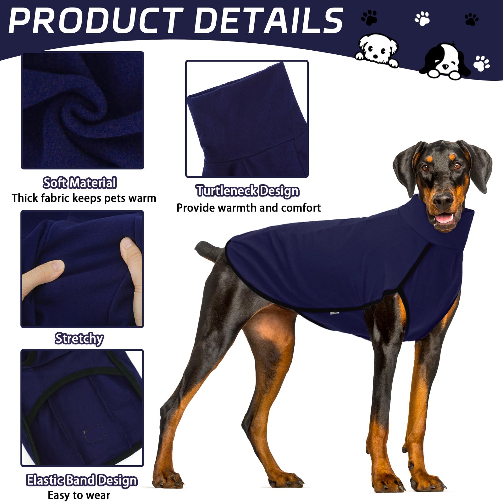 XPUDAC sudadera para perro cuello alto dorsal: diseño cómodo y cálido.