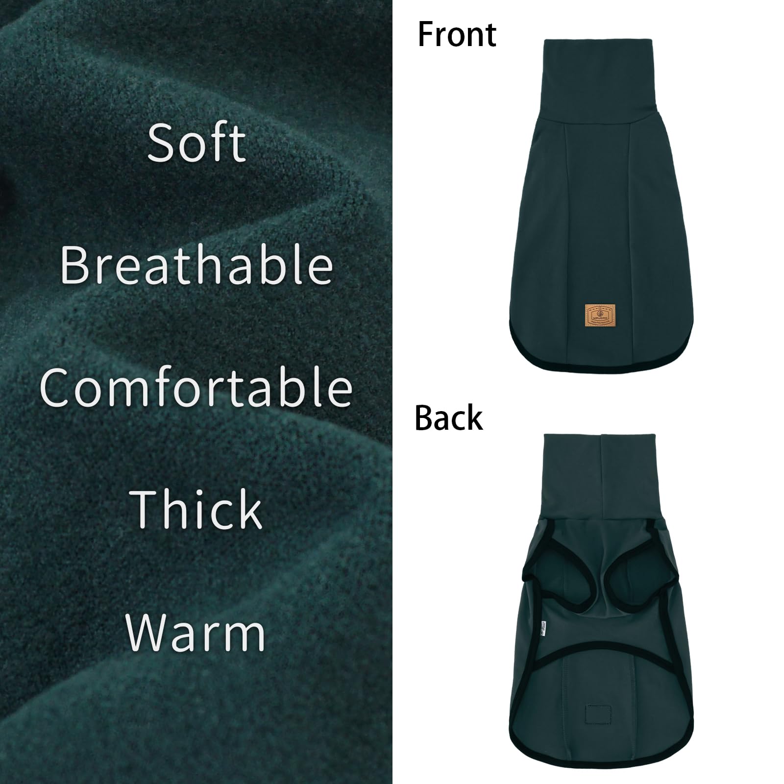 XPUDAC sudadera para perro, cuello tortuga que mantiene el cuello caliente.