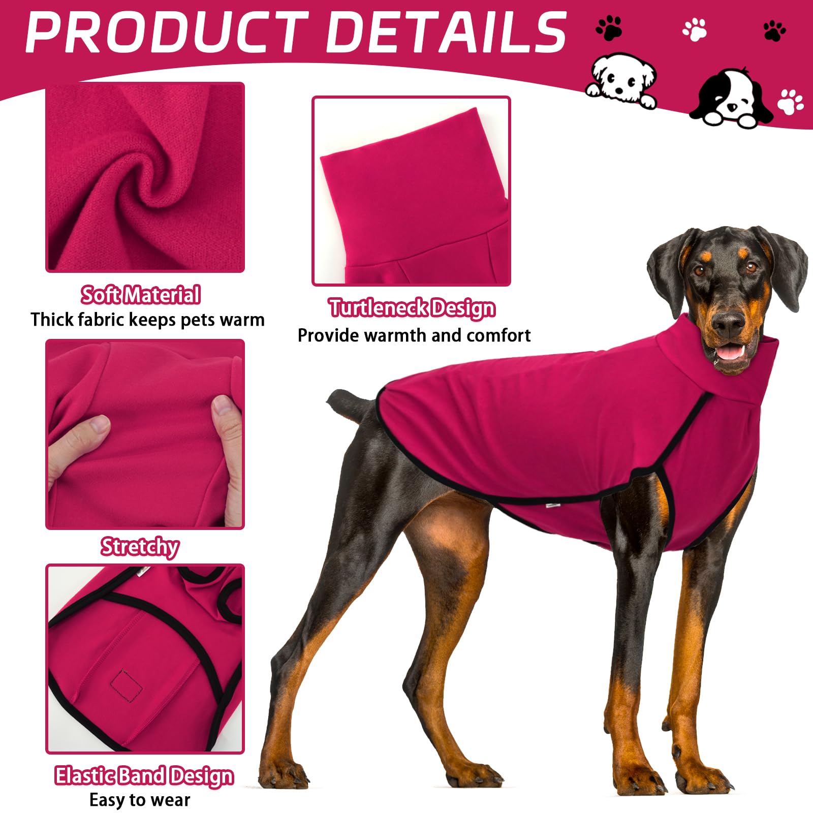 XPUDAC sudadera para perro, vista trasera, diseño cálido que protege el torso.