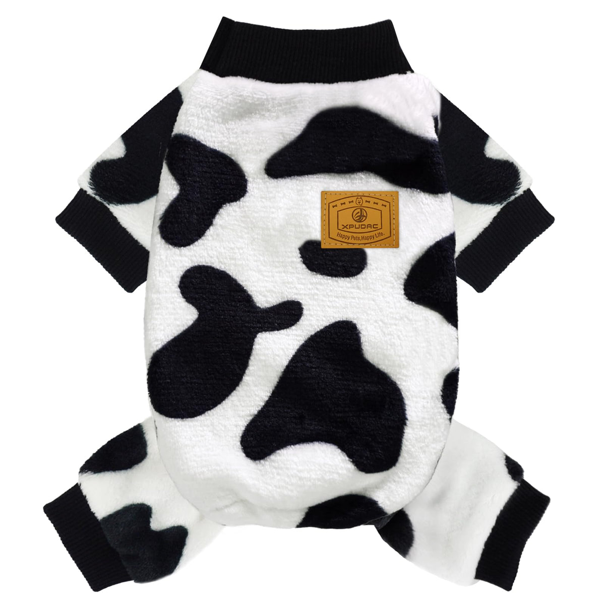 XPUDAC suéter para perro con diseño de vaca, vista frontal, cálido y cómodo