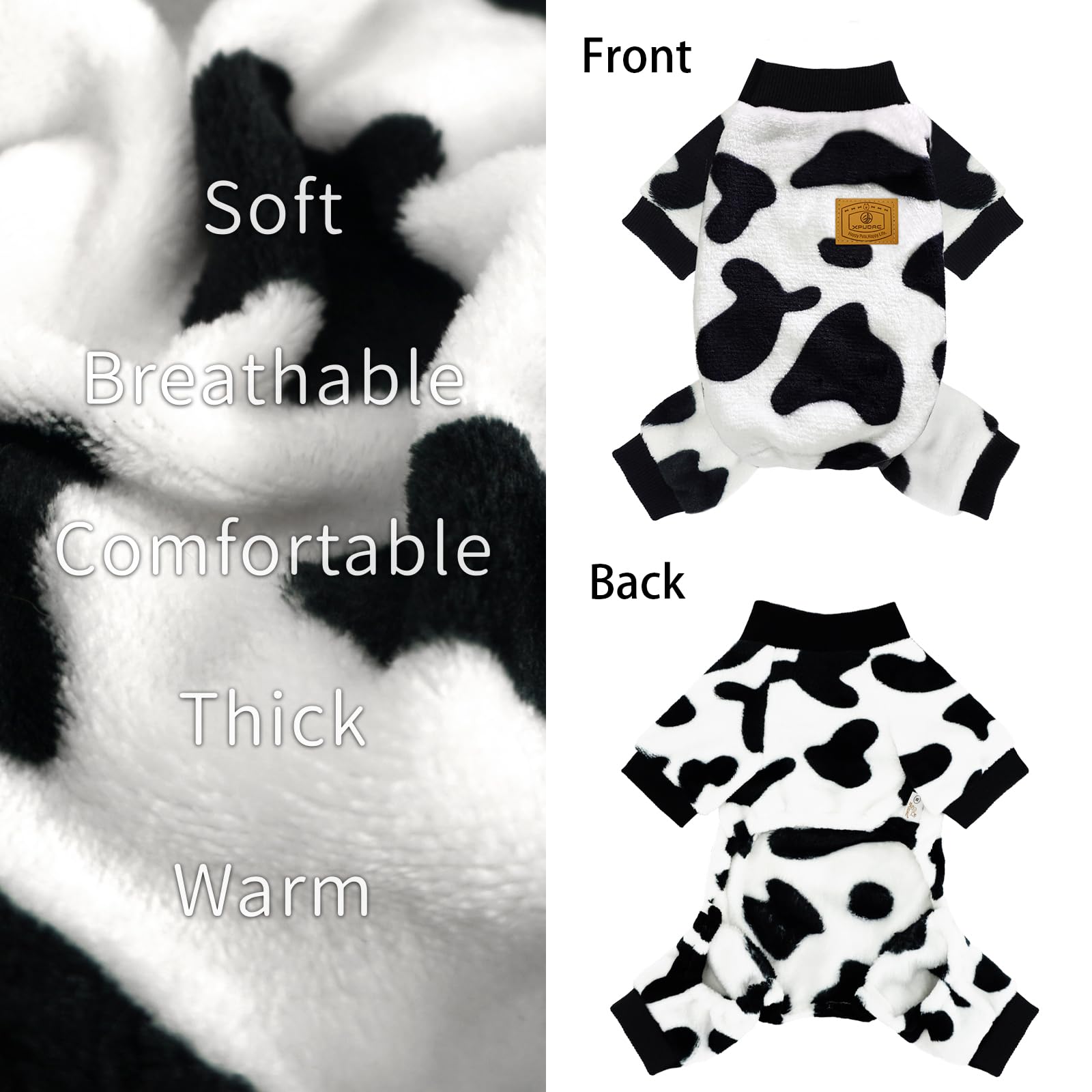 XPUDAC suéter para perro, diseño de vaca, ideal para días de invierno y paseos