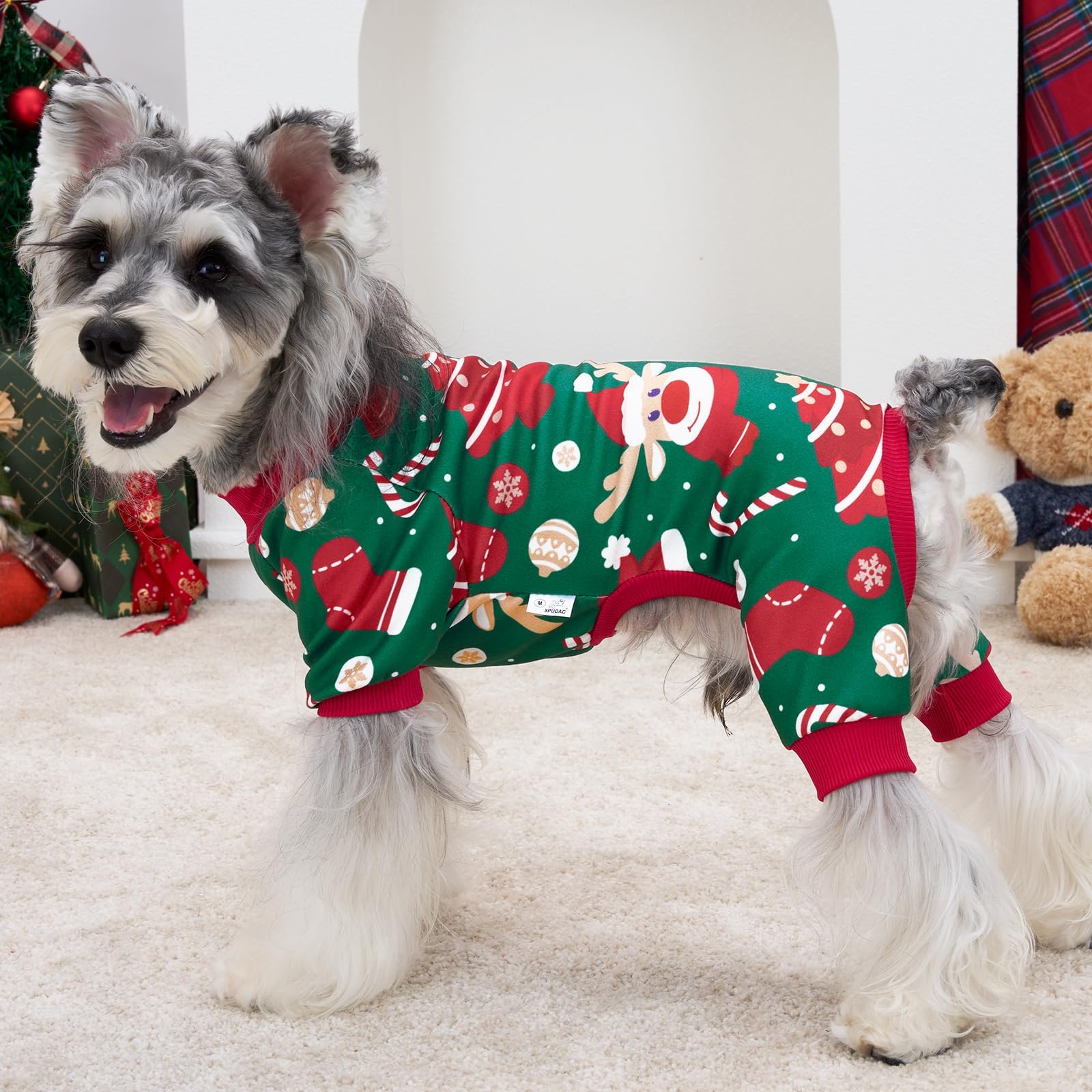 XPUDAC pijama para perro, tejido elástico que facilita el movimiento.
