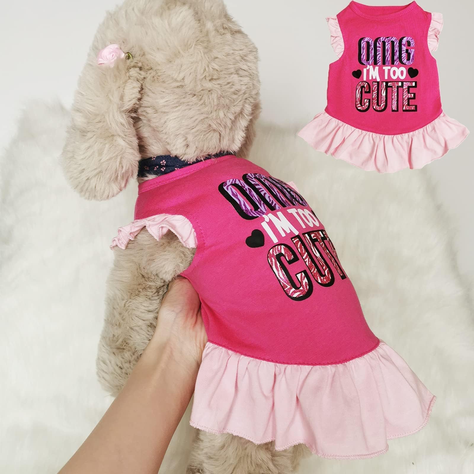 XPUDAC pack 4 vestidos rosa Ángel, múltiples opciones para varias mascotas.