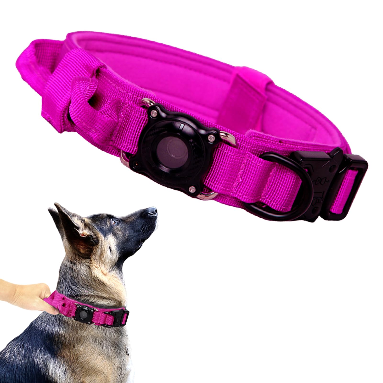 Xqpetlihai collar con AirTag impermeable para perros grandes, protección y rastreo en exteriores.