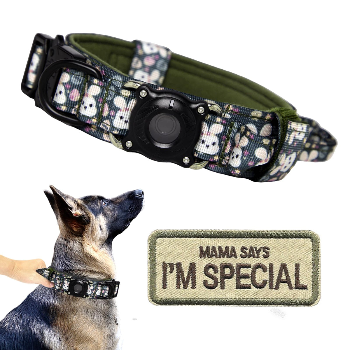 Collar Xqpetlihai con AirTag, soporte impermeable para localización segura de mascotas.