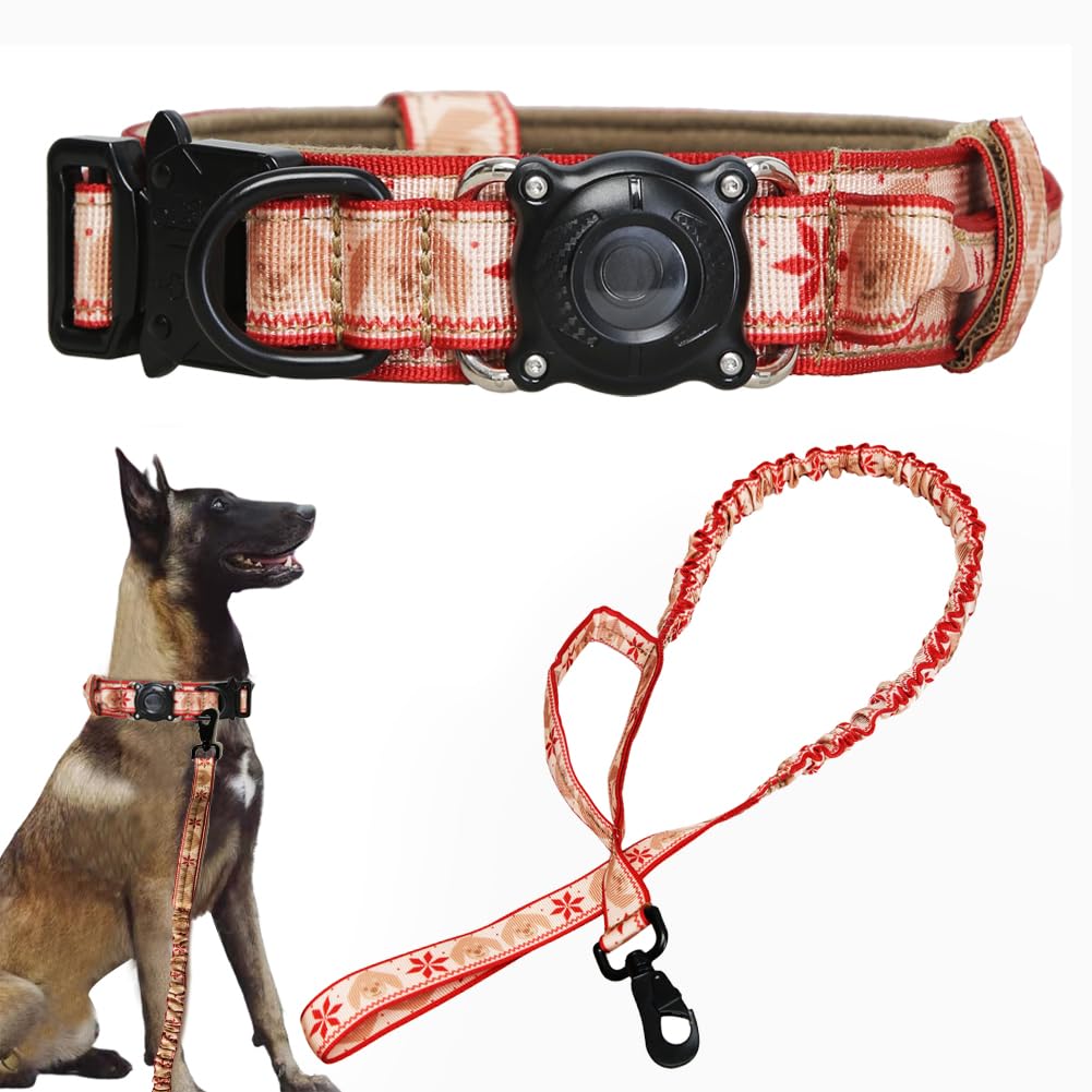 Xqpetlihai collar táctico navidad rojo XXL para perros grandes, cómodo y duradero.