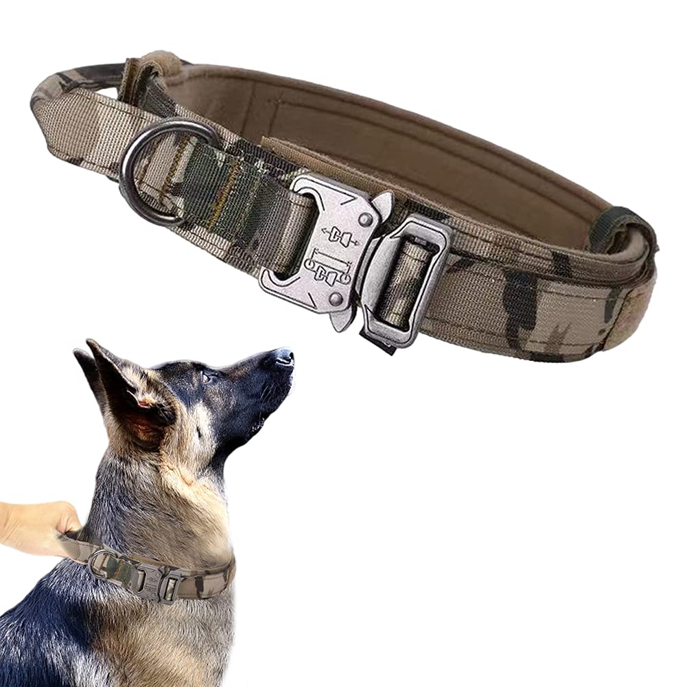 Collar táctico Xqpetlihai en camuflaje para perros grandes, resistente y duradero.
